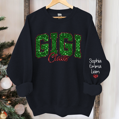 Custom Gigi Claus Green Christmas And Kids Sweatshirt