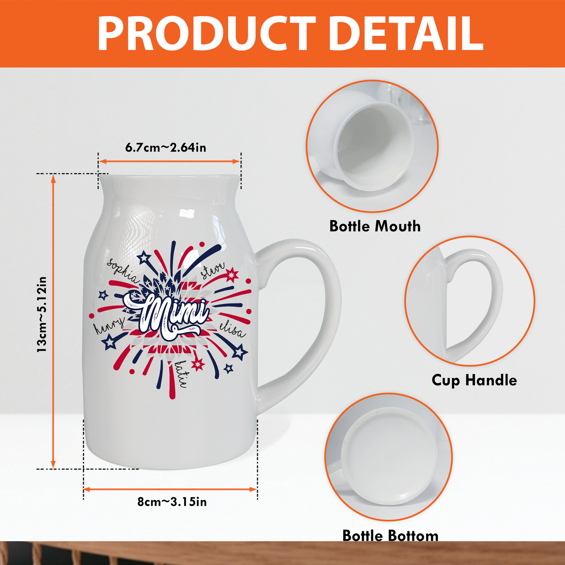 Patriotic Fireworks Covered With Flag For Mimi And Kids - Custom Home Decoration Flower Vase According To Family Requirements, Ceramic Flower Vase