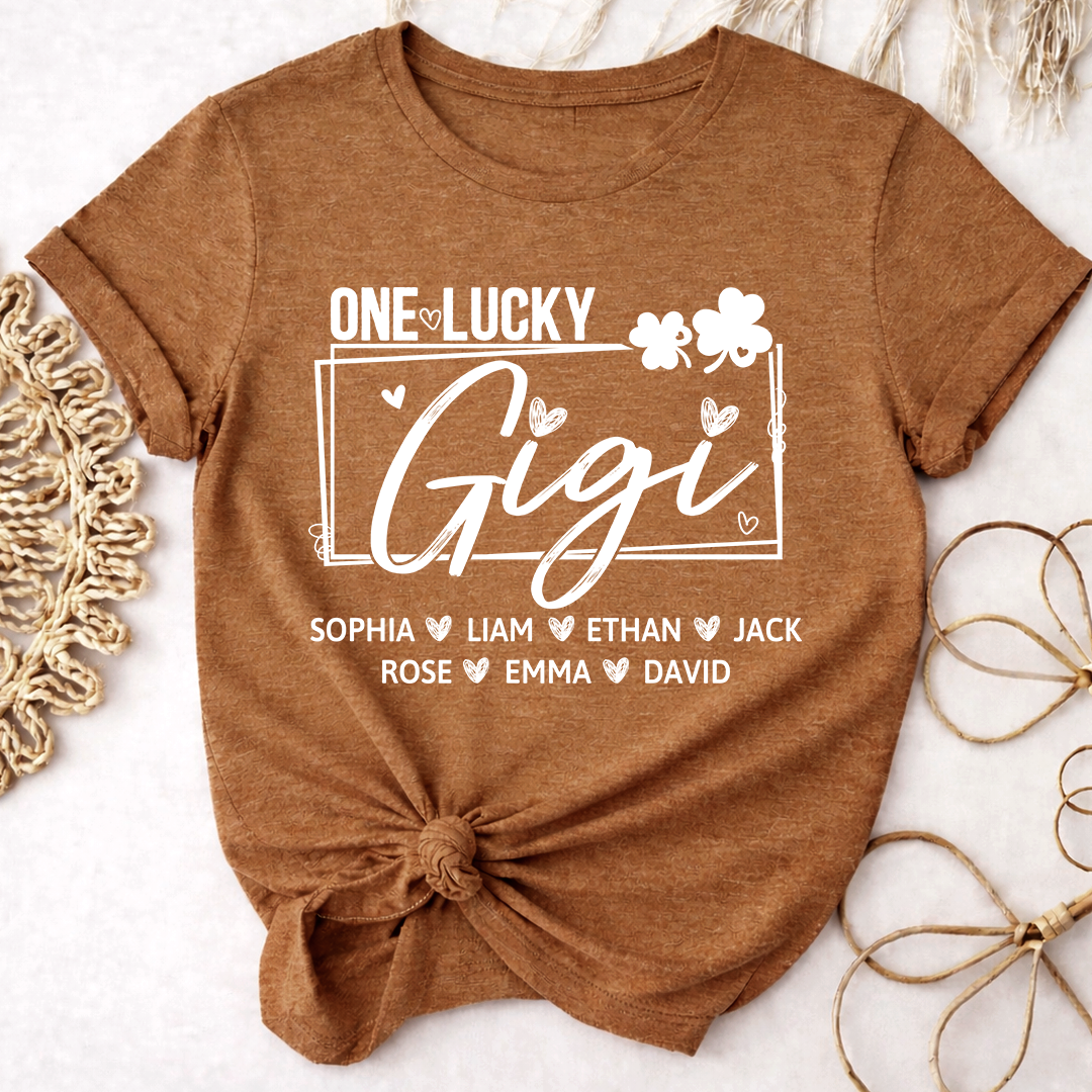 One Lucky Gigi St Patrick’s Day Shirt, Personalized Shamrock Family T Shirt