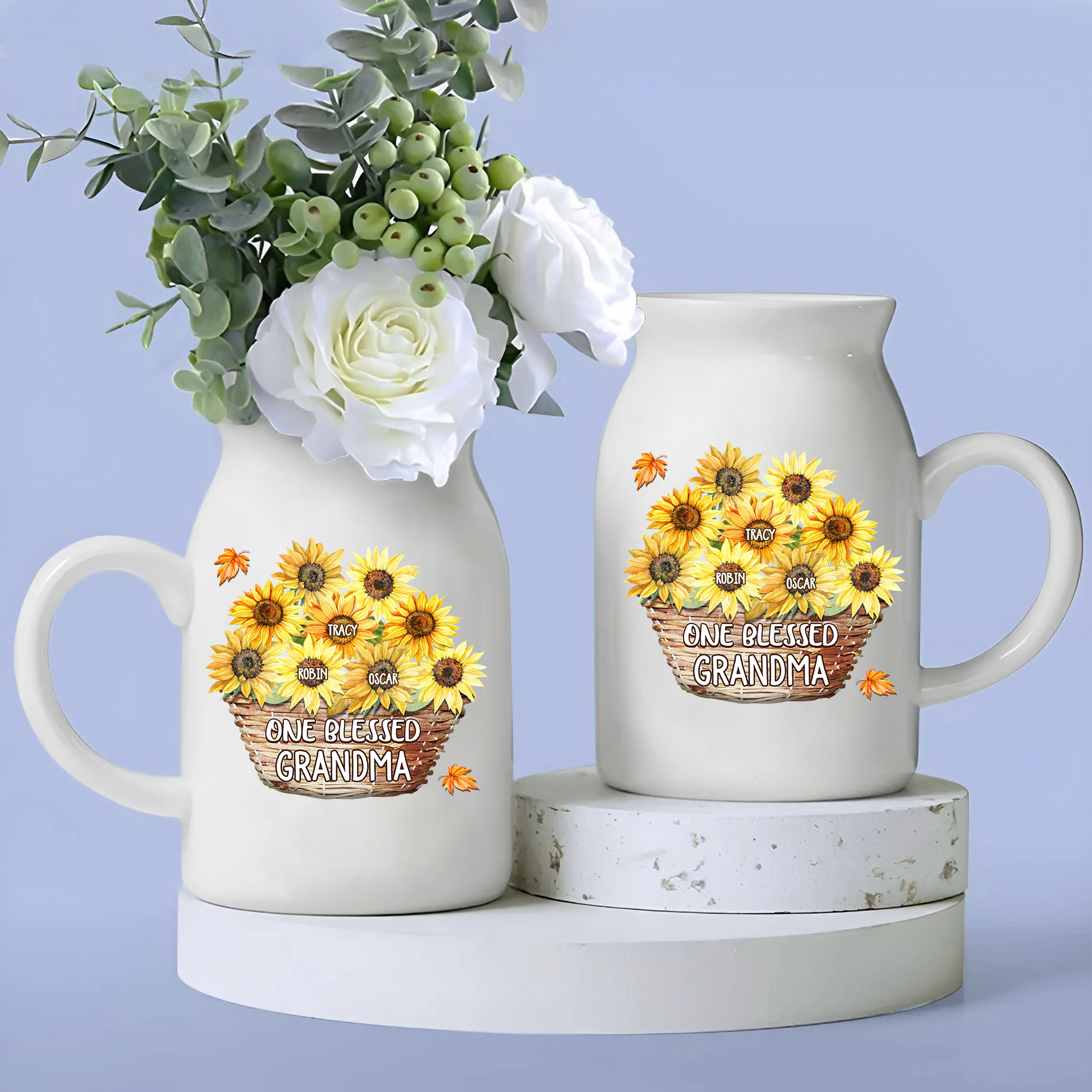 Flower Basket For Grandma And Kids - Custom Home Decoration Flower Vase According To Family Requirements - Warm Gift For Mother's Day, Ceramic Flower Vase