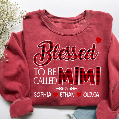 Personalized Blessed To Be Called Mimi Sweatshirt, Gifts for Grandma, Custom Grandma and Grandchild Names