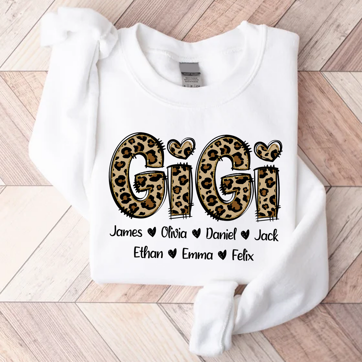 Personalized Gigi Leopard, Custom Grandma With Kids, Grandma Gift TH Sweatshirt, T-Shirt