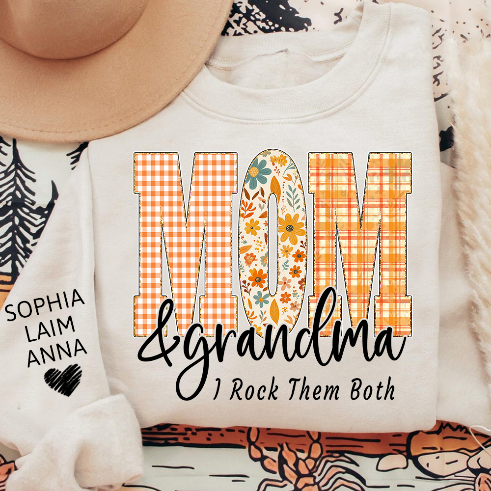 Custom Fall Mom & Grandma I Rock Them Both Sweatshirt, Gift For Grammy And Her Grandchildren