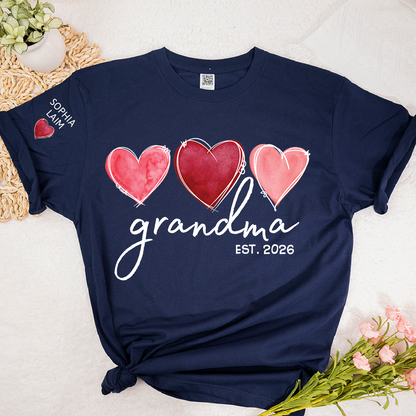 Custom Grandma Valentine T-shirt, Heart Valentine Gifts For Grandma And Kids