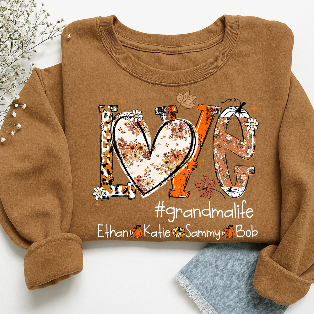 Custom Love Fall, Personalized Halloween for Grandma And Grandkids