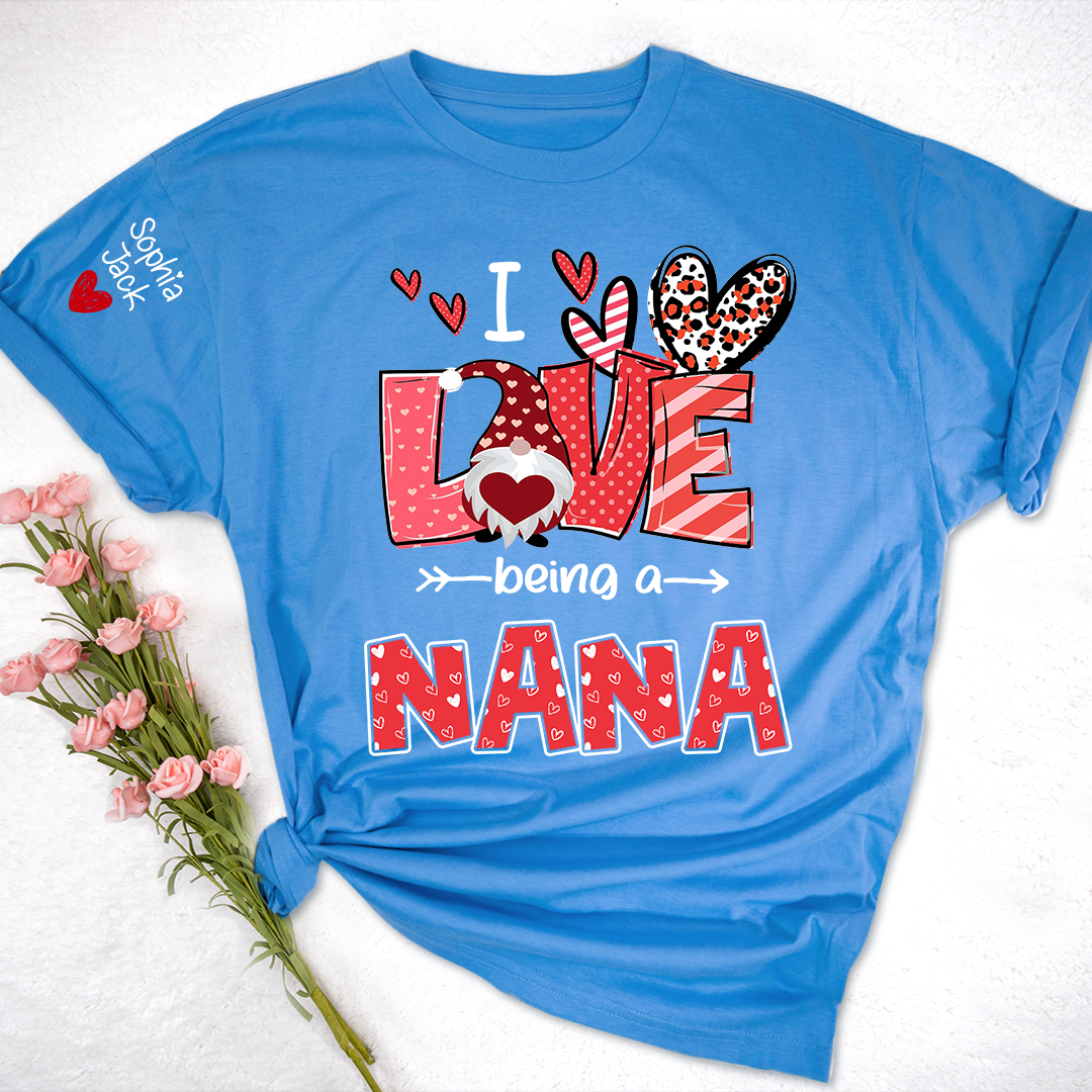 I Love Being Called Nana Sweatshirt, Heart Gnome Valentine Gift For Grandma And Her Grandchildren