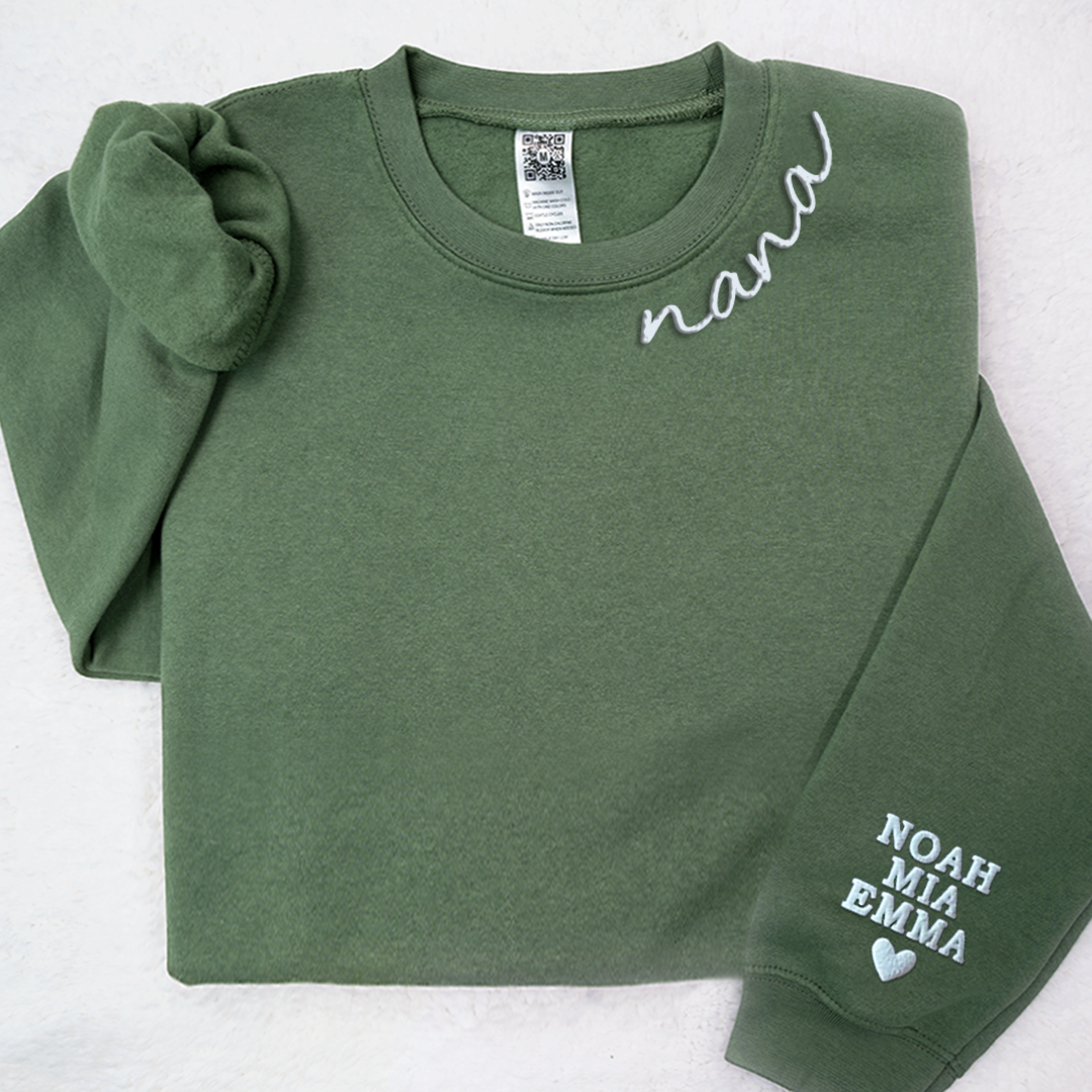 Puff Sweatshirt Nana With Kids Names On Sleeve Sweatshirt