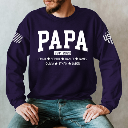 Custom Grandpa Est With Kids, Father's Day Gift Sweatshirt