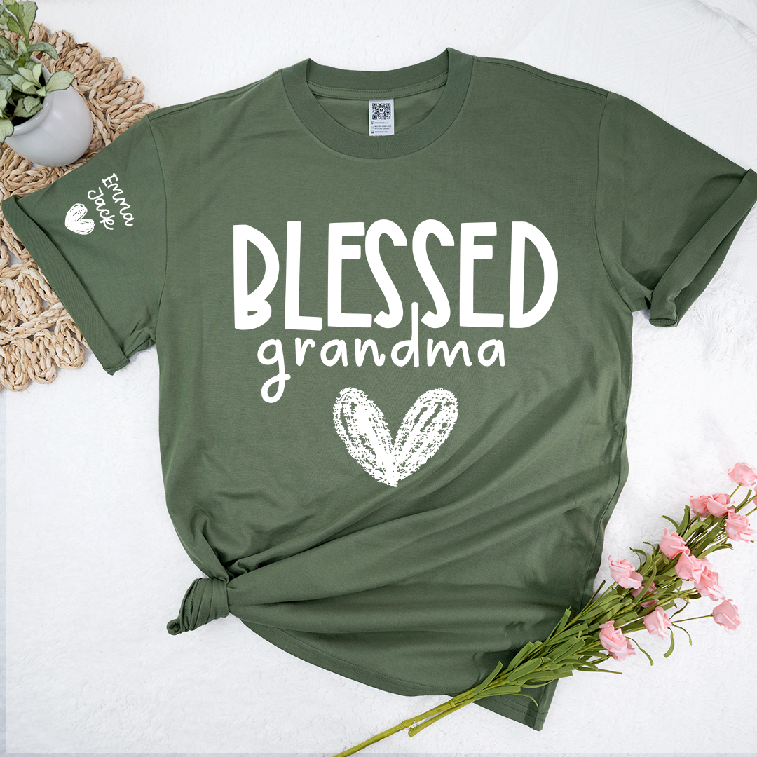 Blessed Grandma Shirt, Personalized with Grandkids’ Names, Custom T-Shirt Gift for Grandma