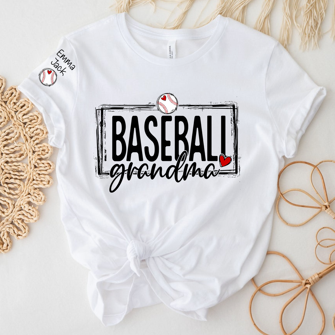 Baseball Grandma T-Shirt, Personalized Grandma T-Shirt for Baseball Lovers with Custom Name