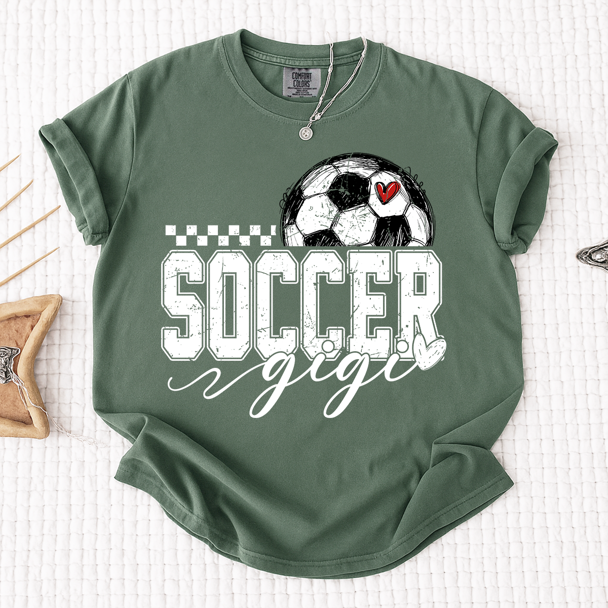 Comfort Colors® Personalized Gigi Soccer Tee, Custom Soccer Gigi For Gift Family