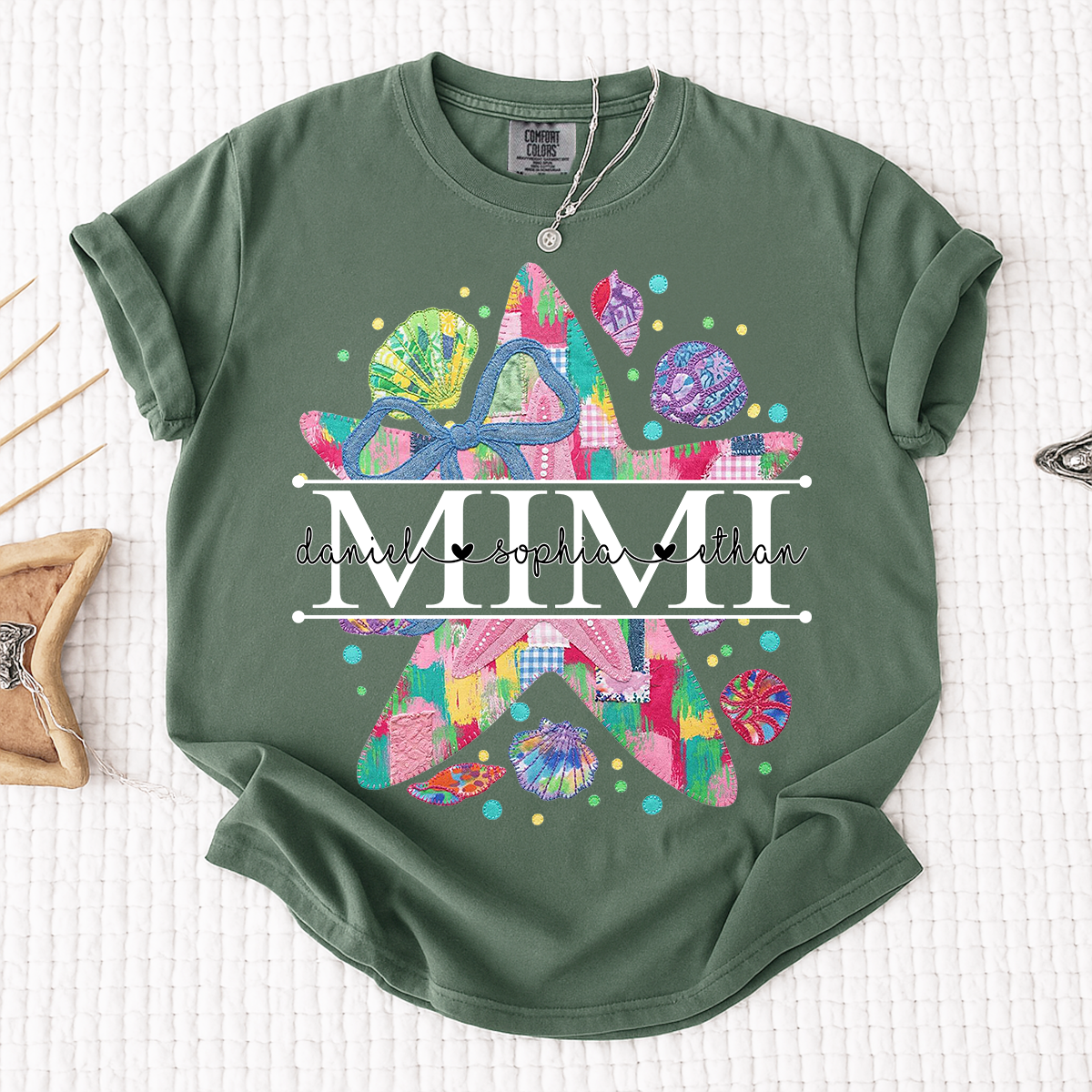 Comfort Colors® Custom Mimi Starfish Shirt, Colorful Beach Vacation Grandma Gift
