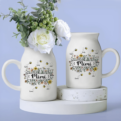 Wildflower Daisy Mimi And Kids - Custom Home Decoration Flower Vase According To Family Requirements, Ceramic Flower Vase