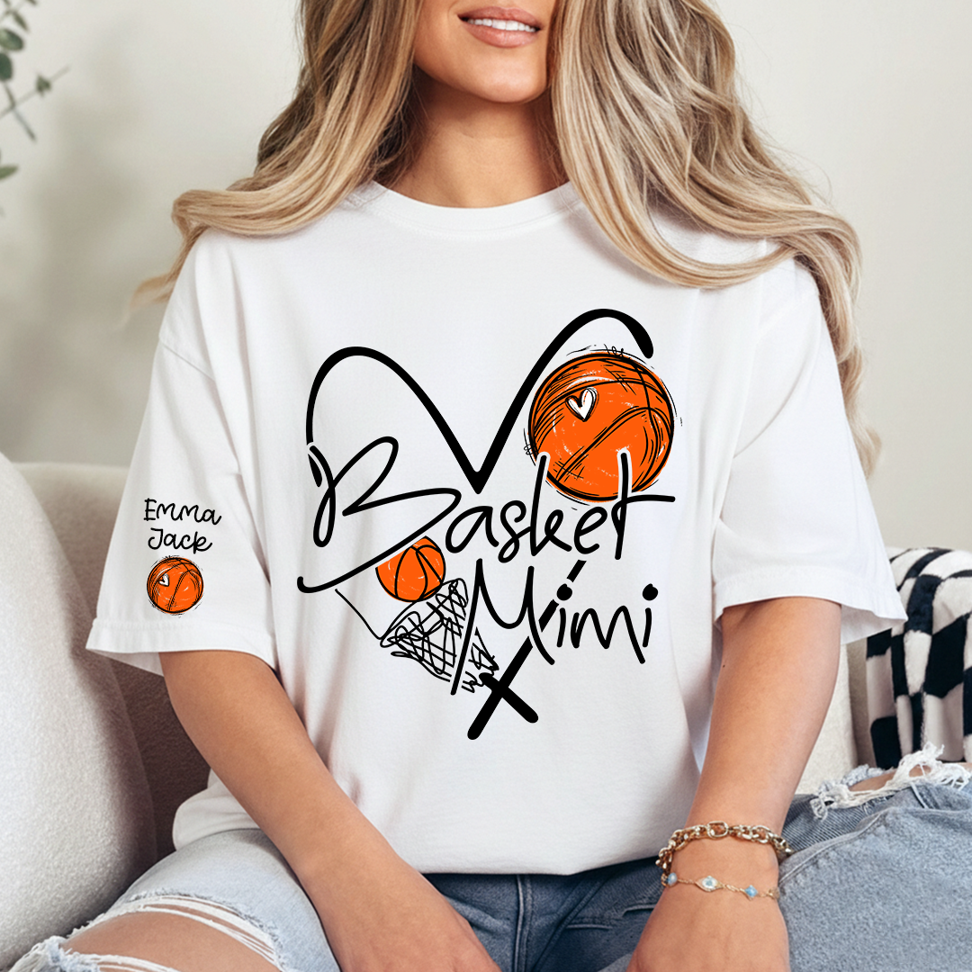 Basketball Mimi Shirt Personalized with Grandkids Names, For Gift Grandma