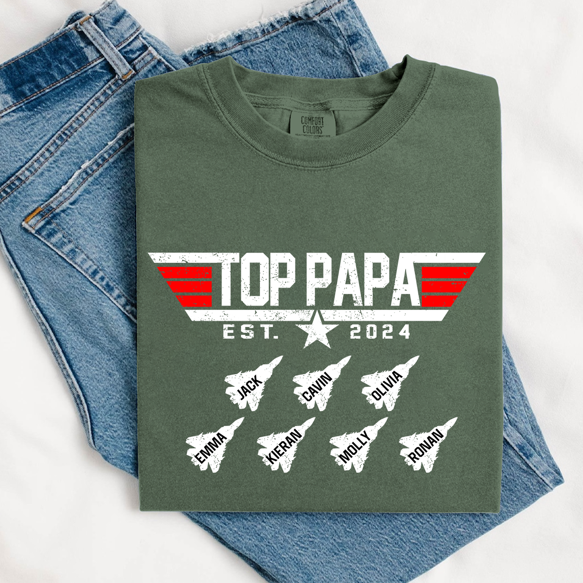 Comfort Colors® Custom Top Papa And Grandkids American 2026 T-Shirt