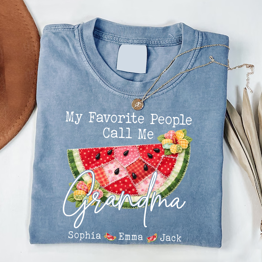 Comfort Colors® Custom Grandma Watermelon Shirt, Personalized Grandkids Names Shirt, Cute Summer Family Gift for Grandma Nana Mimi Gigi