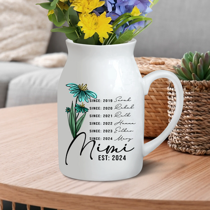 Custom Mimi Est And Sine kids Flower - Custom Home Decoration Flower Vase According To Family Requirements - Warm Gift For Mother's Day, Ceramic Flower Vase