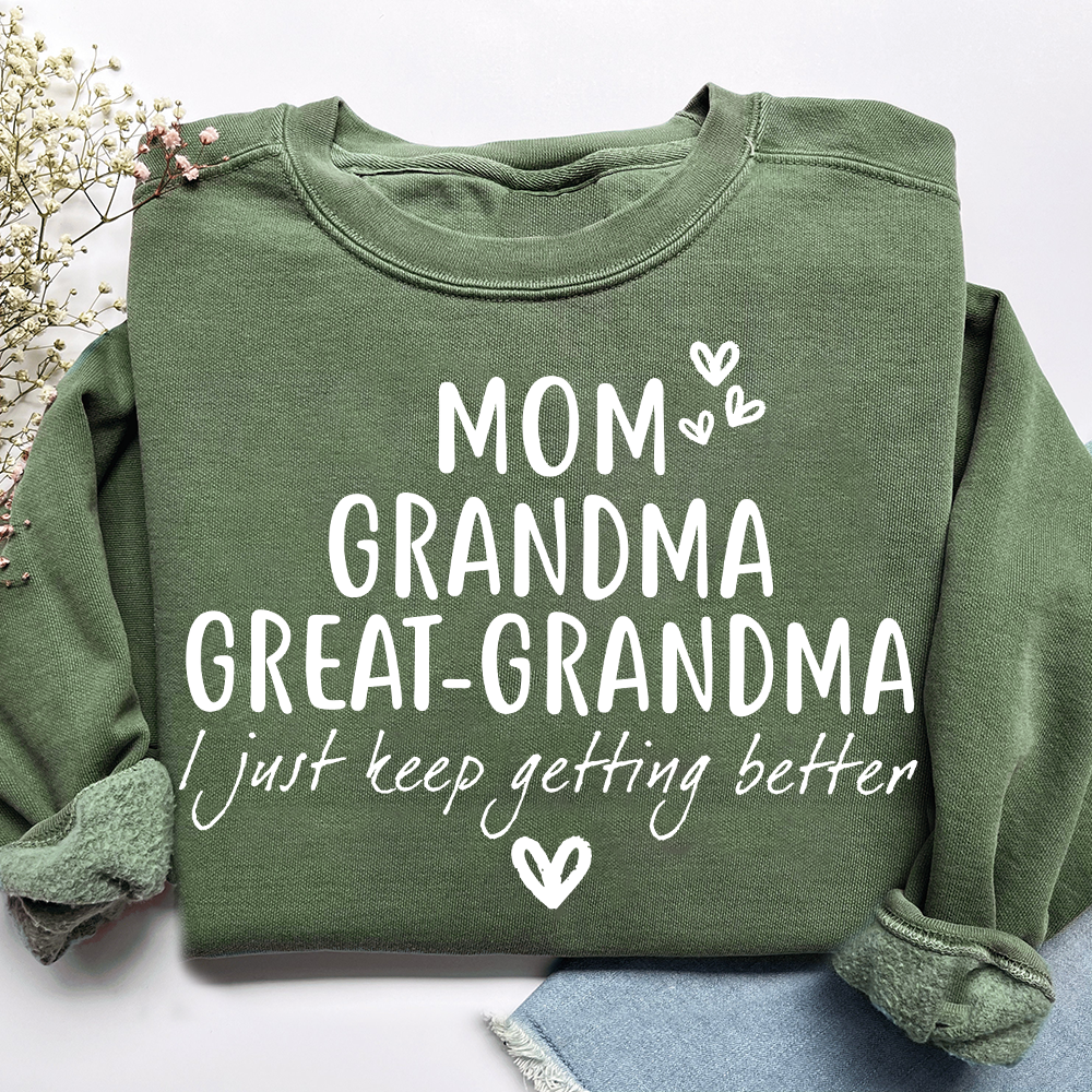Mom Grandma Great-Grandma Heart Sweatshirt, Custom Family Name for Gift Grandma