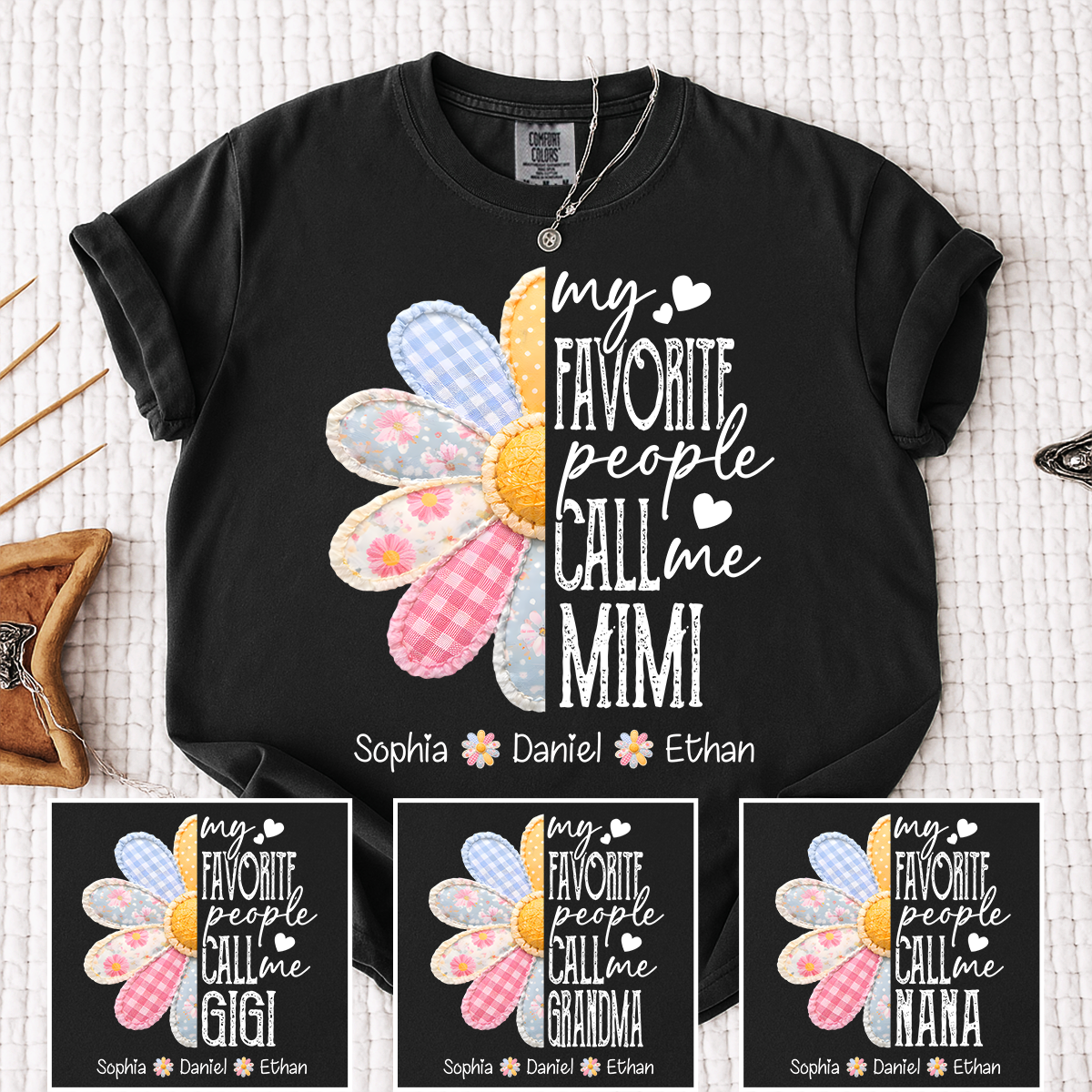 Comfort Colors Personalized Mimi Shirt Floral Design, My Favorite People Call Me Mimi Custom Family Names Tee