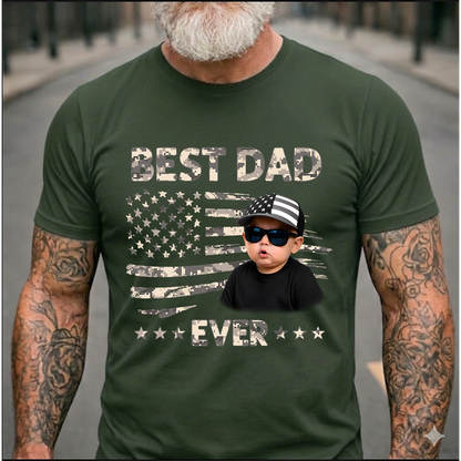 Best Dad Ever T-Shirt – Personalized Custom Baby Photo Gift for Father Papa Birthday Fathers Day