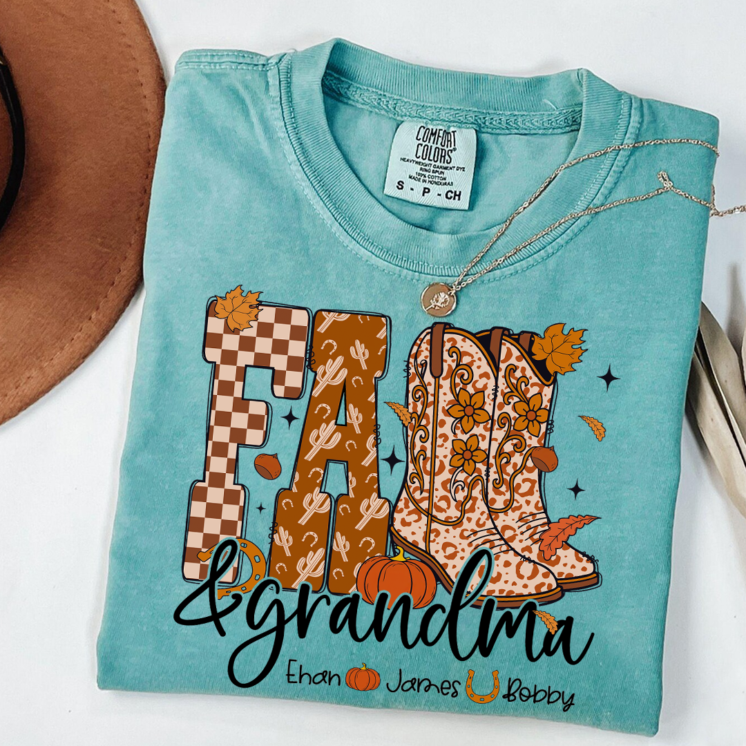 Comfort Colors® Cute Personalized Fall & Grandma Costume, Gift With Grandma And Grandchild Names