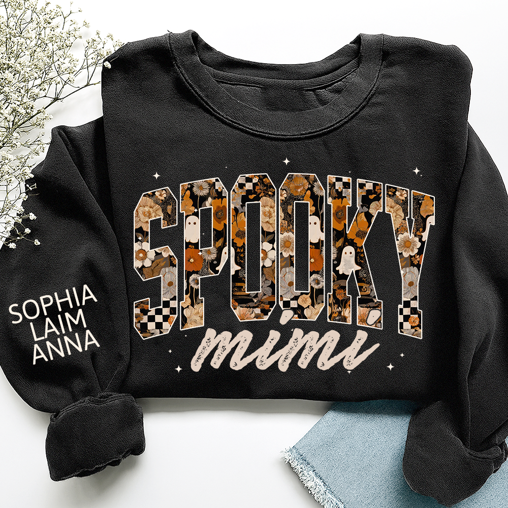 Personalized Spooky Grandma Halloween Sweatshirt, Gift for Mimi And Kids