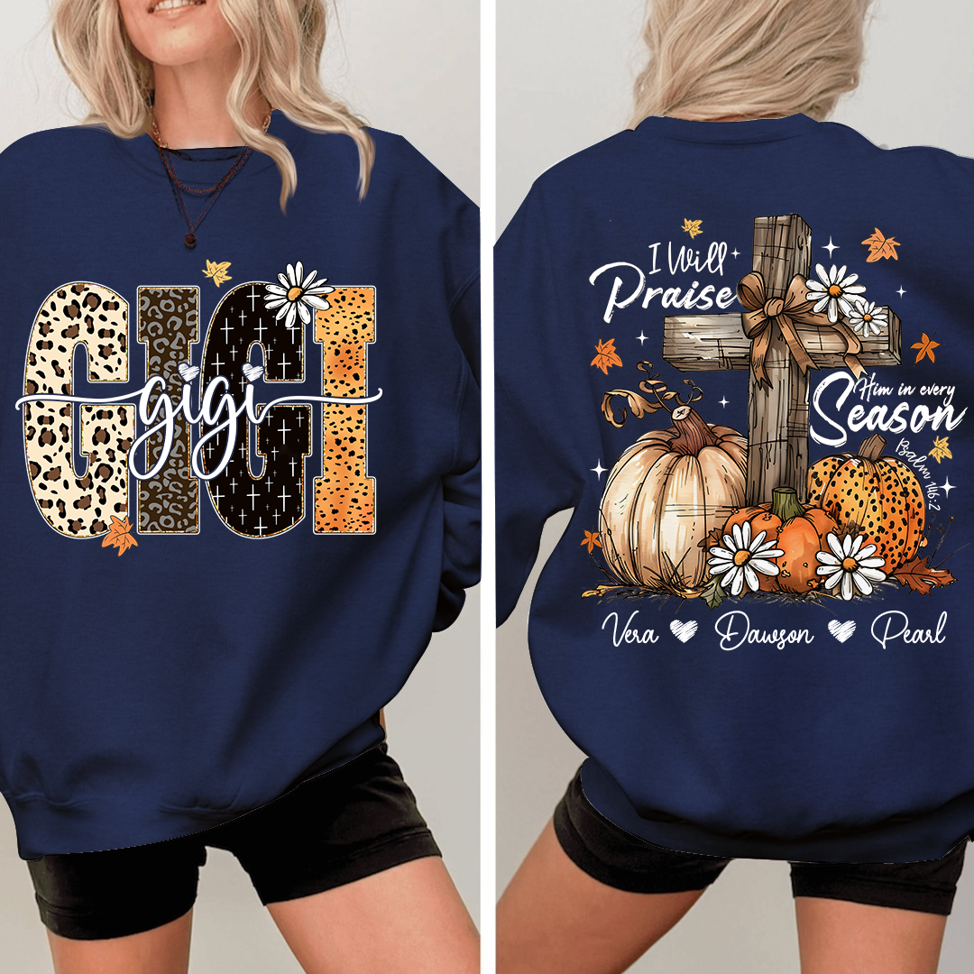 Floral Fall Shirt Design, Custom Gigi Gifts for Grandma and Kids