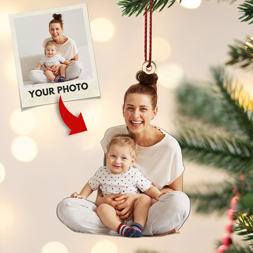 Custom Photo Christmas Ornament, Personalized Cutout Picture Acrylic Tree Decoration Keepsake