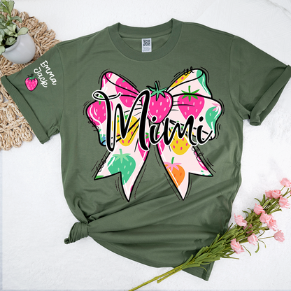 Funny Mimi Shirt, Strawberry Coquette Bow Graphic Tee, Grandma T Shirt for Women, Cute Gift for Mimi from Family