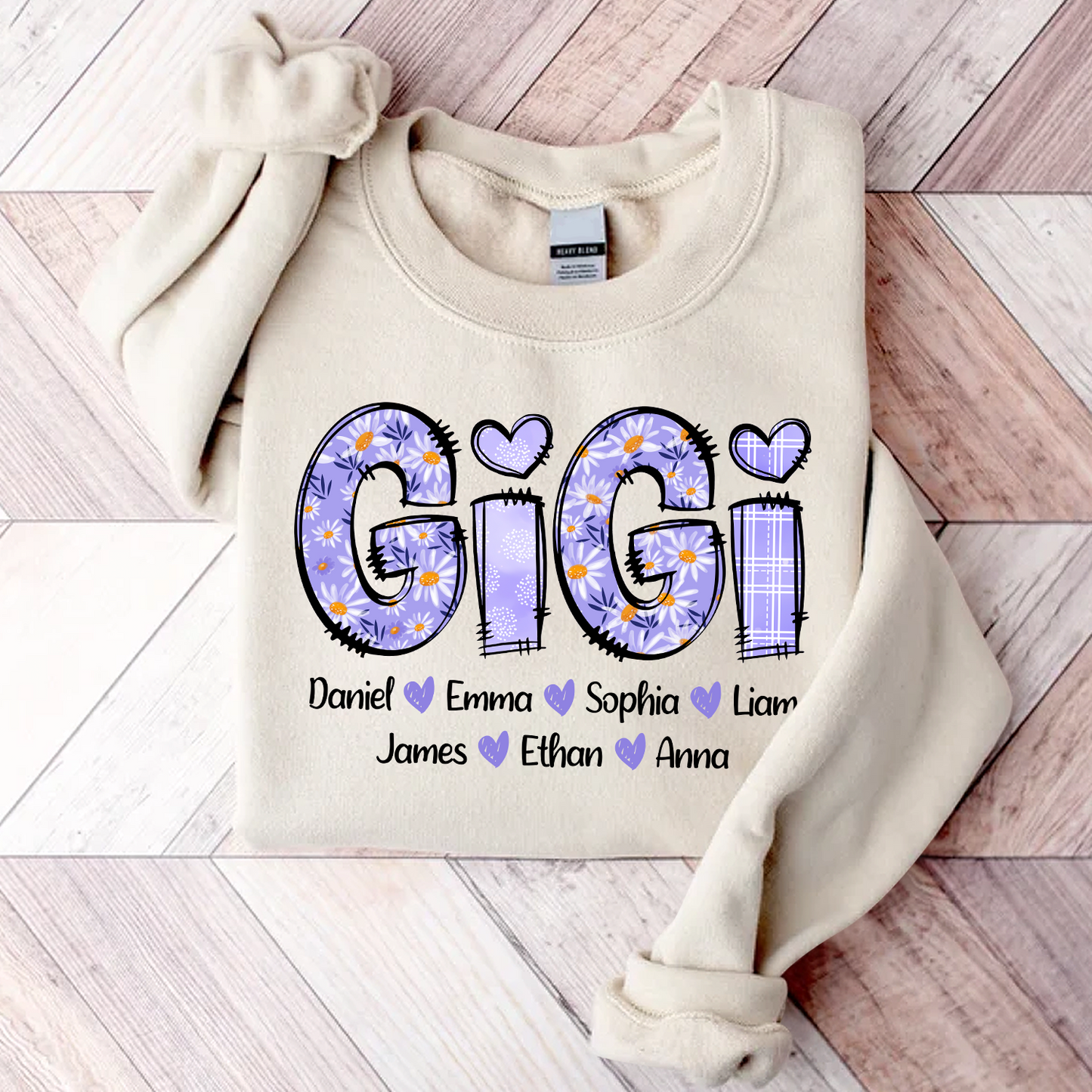 Custom Gigi Purple Daisy With Grandkids Sweatshirt