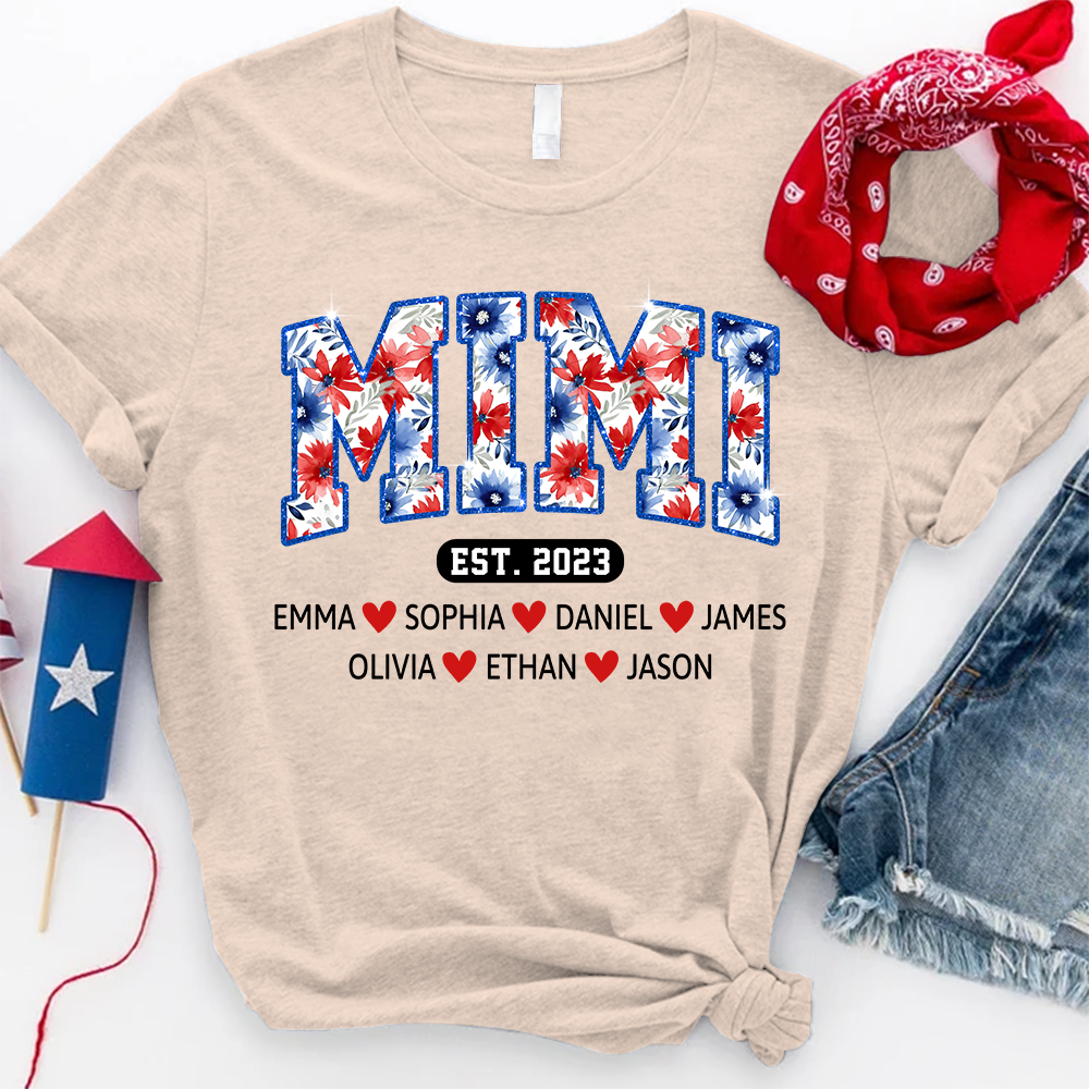 Mimi Floral Est Glitter, Custom Grandma With Kids, Mother's Day TH T-Shirt
