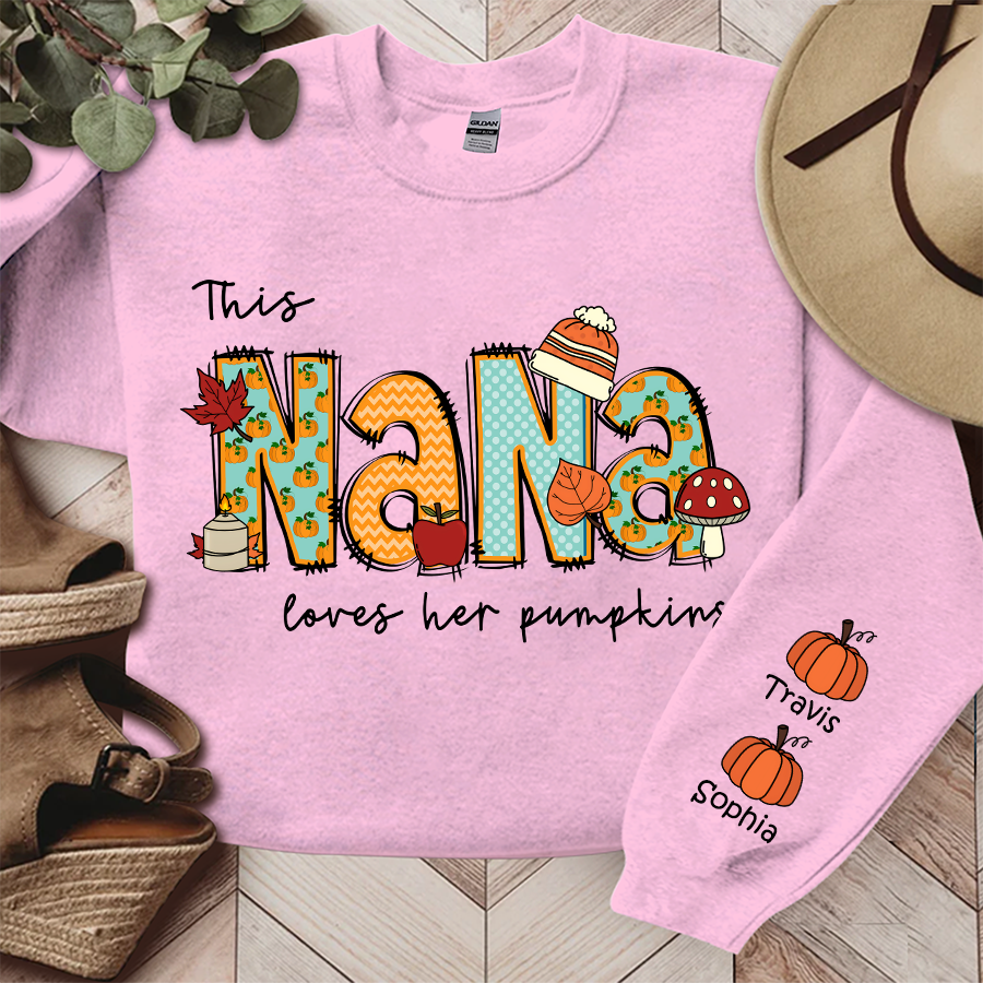 Personalized Nana Autumn Sweatshirt, This Nana Loves Her Pumpkins, Grandma Gift TH