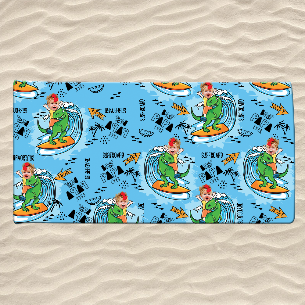 Personalized Sea Summer Beach Towels, Custom Photo, Nick Name Papa And Kids Gifts, Summer Towels