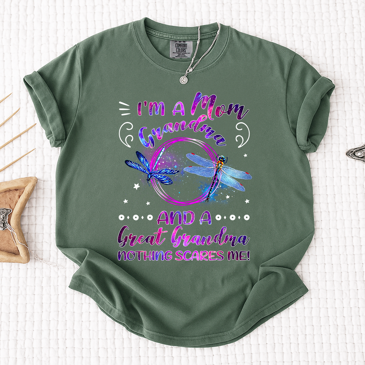 Funny Grandma Shirt, Custom Grandma. I'm a Mom and Great Grandma Nothing Scares Me, For Gift Grandma