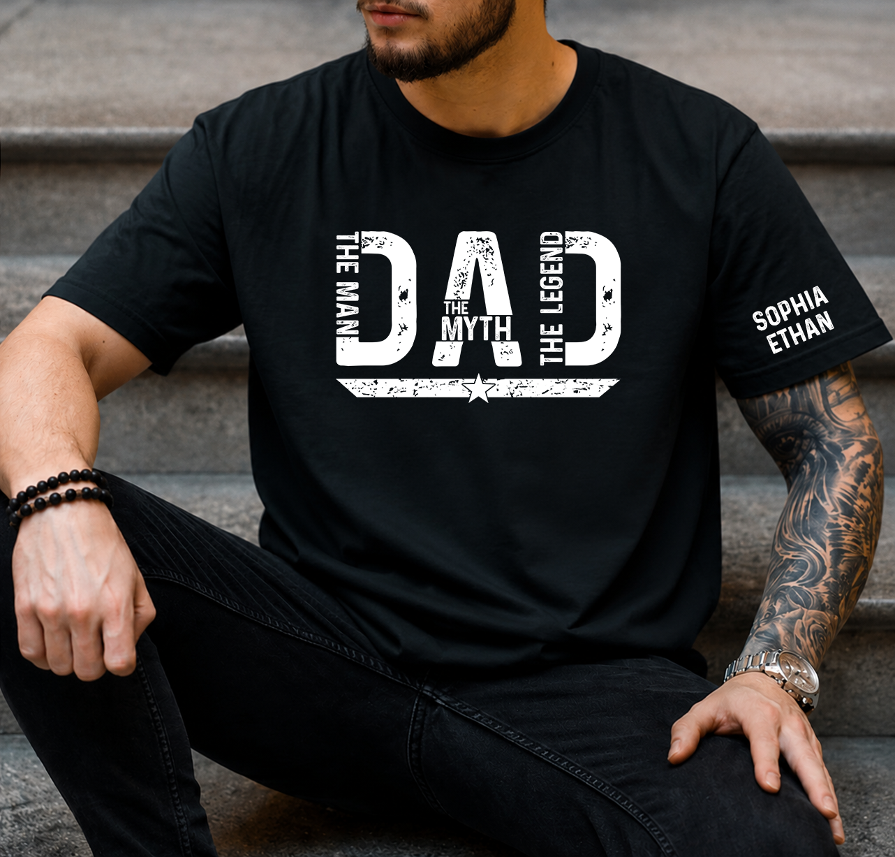 The Man The Myth The Legend Dad T-Shirt – Personalized Custom Name Gift for Dad Daddy Papa