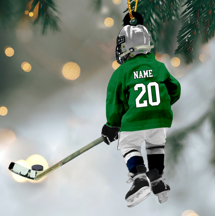 Custom Hockey Player Ornament 2025 – Personalized Christmas Gift for Hockey Lovers & Kids Ornament