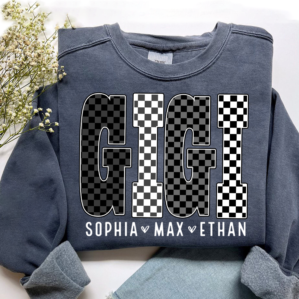 Black White Design, Custom Gift For Gigi And Her Grandchildren