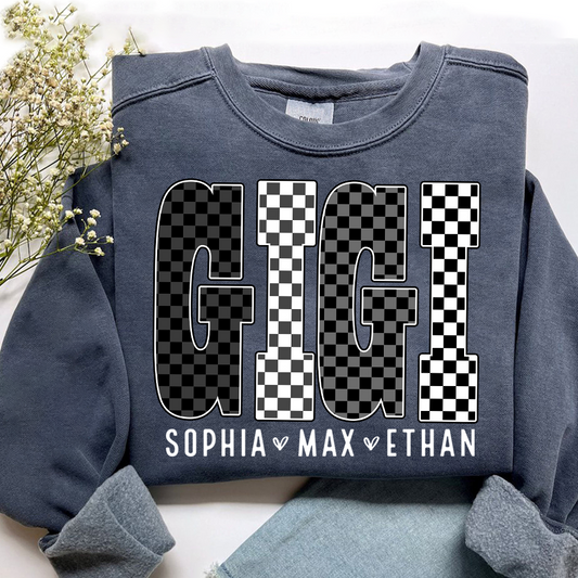 Black White Design, Custom Gift For Gigi And Her Grandchildren