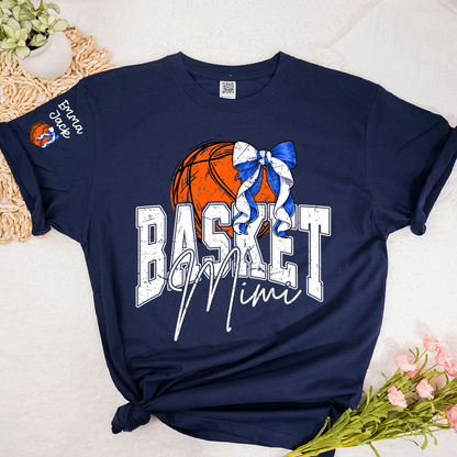 Basketball Mimi Shirt Personalized with Grandkids Names, Custom Basketball Family Tee