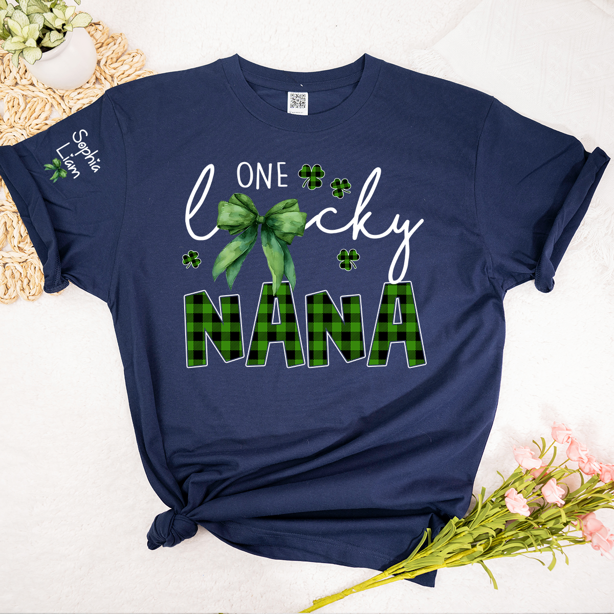 One Lucky Nana St Patrick’s Day Shirt, Custom Name Grandma Shirt, Clover Family Shirt for Nana