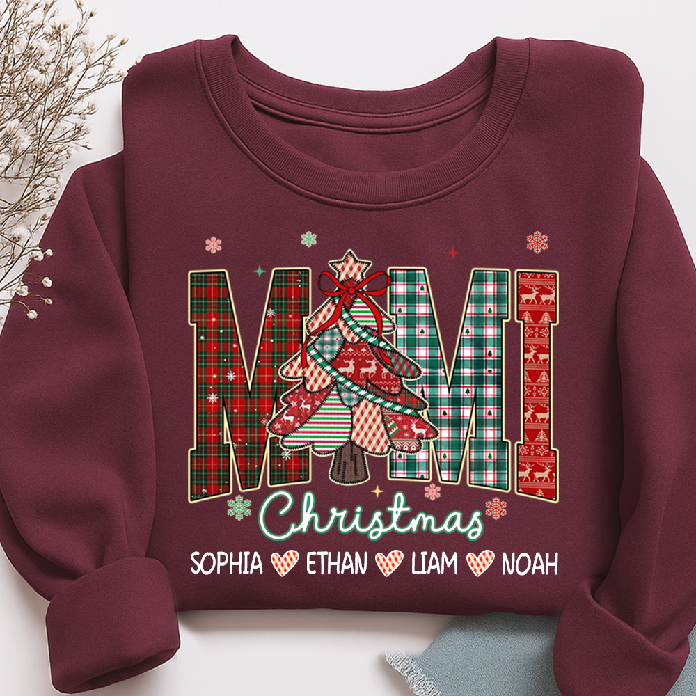 Personalized Mimi Christmas Sweatshirt, Customized Gifts for Grandma and Grandchild