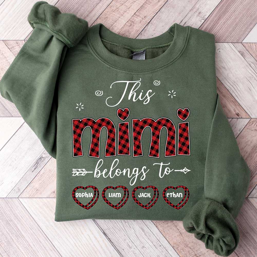 Design Caro Print Mimi Sweatshirt, This Mimi Belongs To Grandma And Kids
