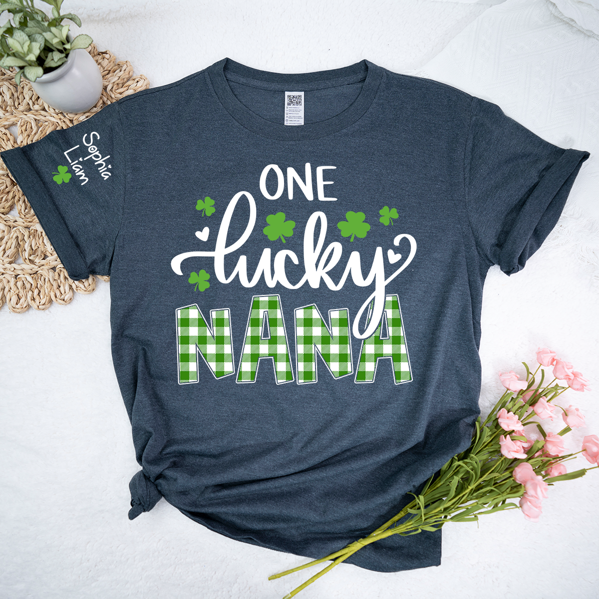 One Lucky Nana T Shirt for St Patrick’s Day, Personalized Nana Shirt with Shamrocks, Cute Grandma Family Gift