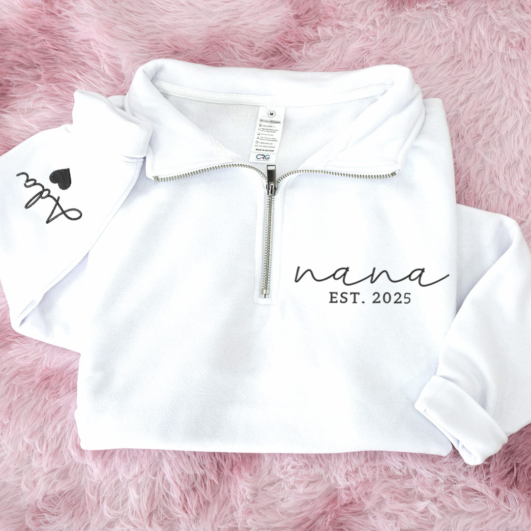 Personalized Hand Embroidered Nana Est Sweater, Warm Christmas Pullover, Unique Gift for Grandma and Family