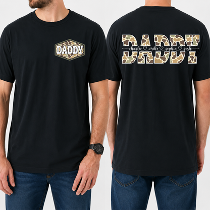 Daddy Camo Personalized T-Shirt – Custom Names Gift for Dad Daddy Papa