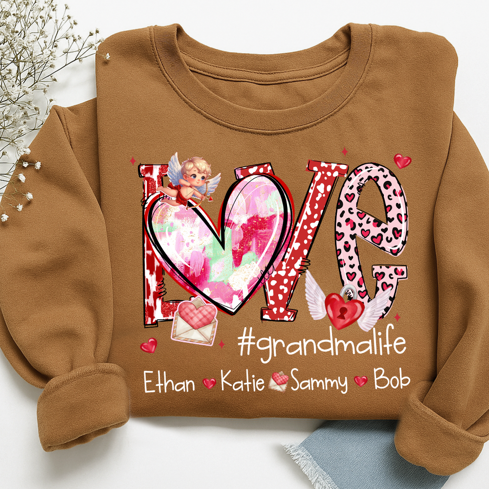 Personalized Love Grandma Life Sweatshirt, Custom Valentine Heart Design