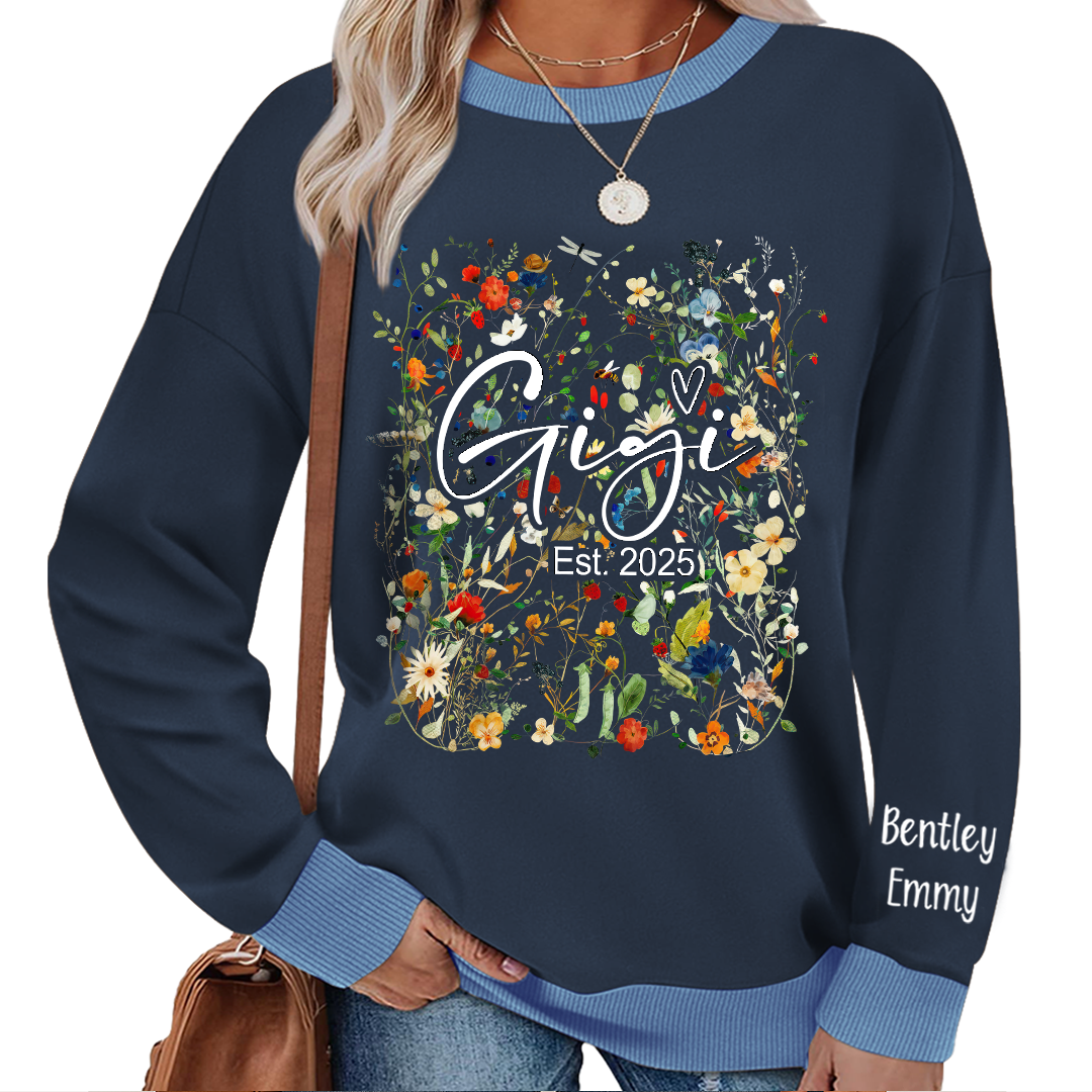 Personalized Gigi Est With Grandkids Flower Art Sweatshirt Mix