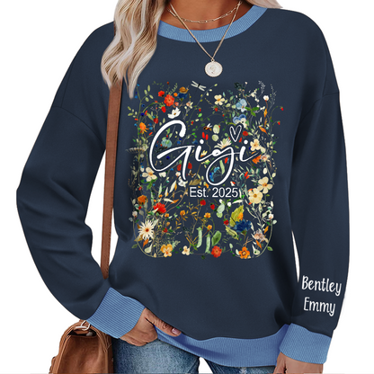 Personalized Gigi Est With Grandkids Flower Art Sweatshirt Mix