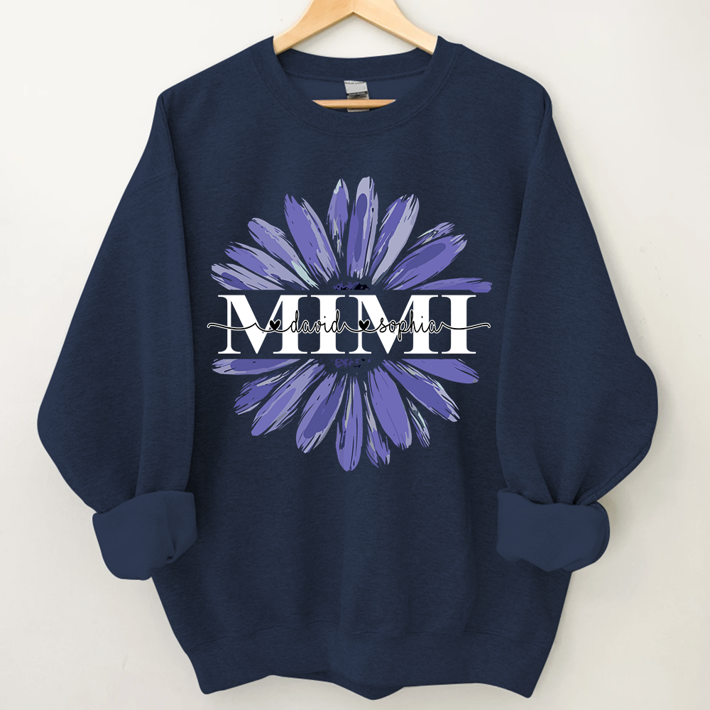 Mimi Purple Daisy Flower With Grandkids Sweatshirt