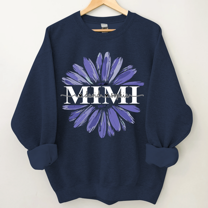 Mimi Purple Daisy Flower With Grandkids Sweatshirt